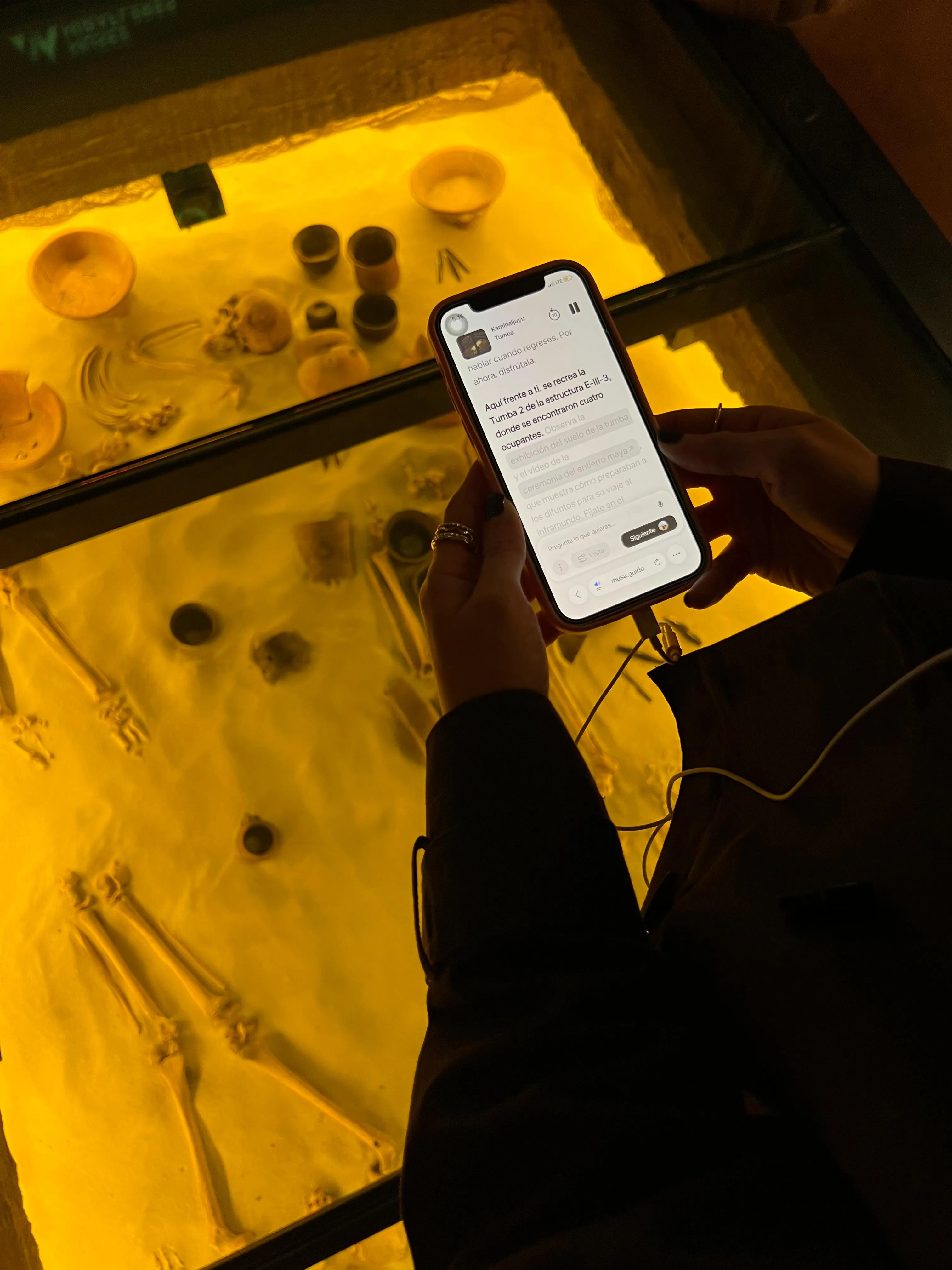 Visitor using Musa at the Mayan Tomb.